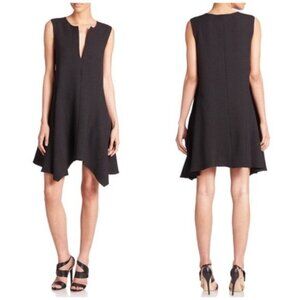 New BCBGMaxAzria Bette jacquard minimalist notch collar boxy high-low mini dress